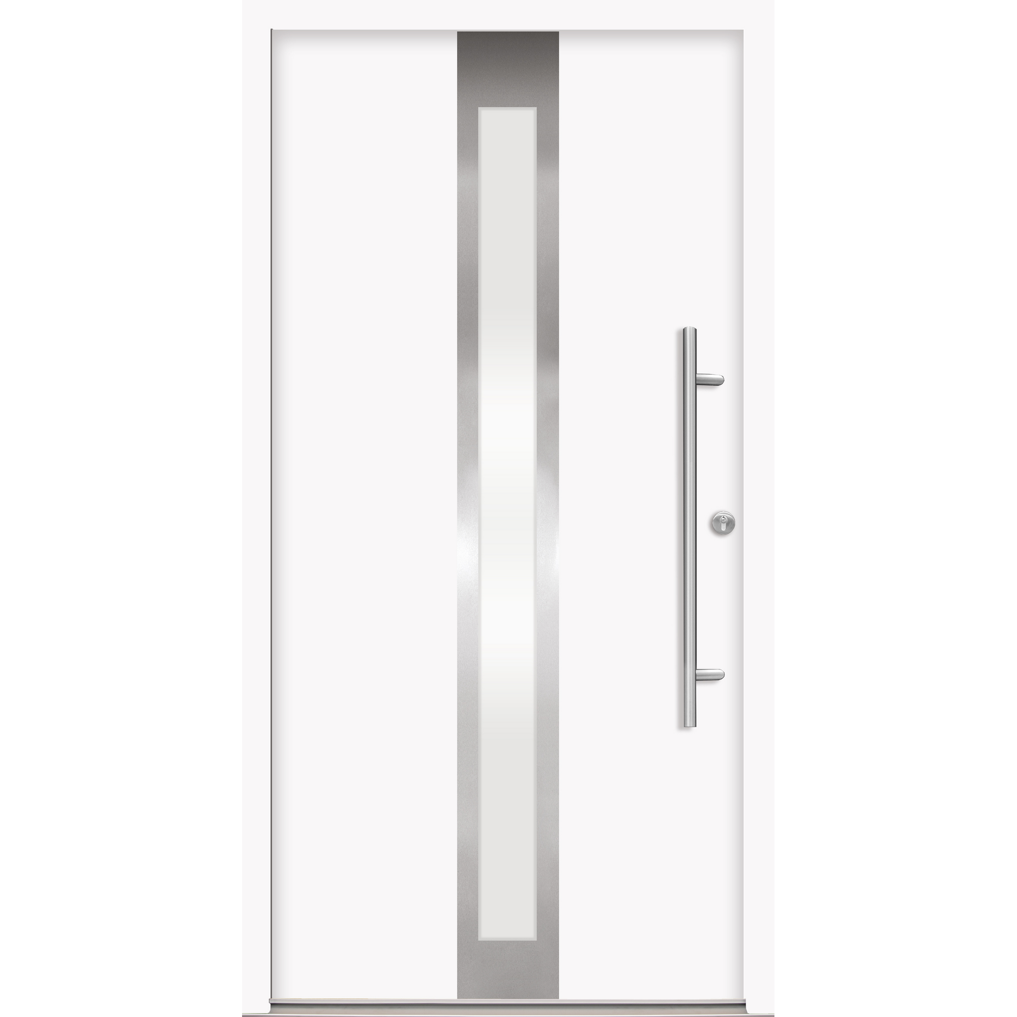 Alu-Stahlhaustür 'B01' weiß rechts 110 x 210 cm