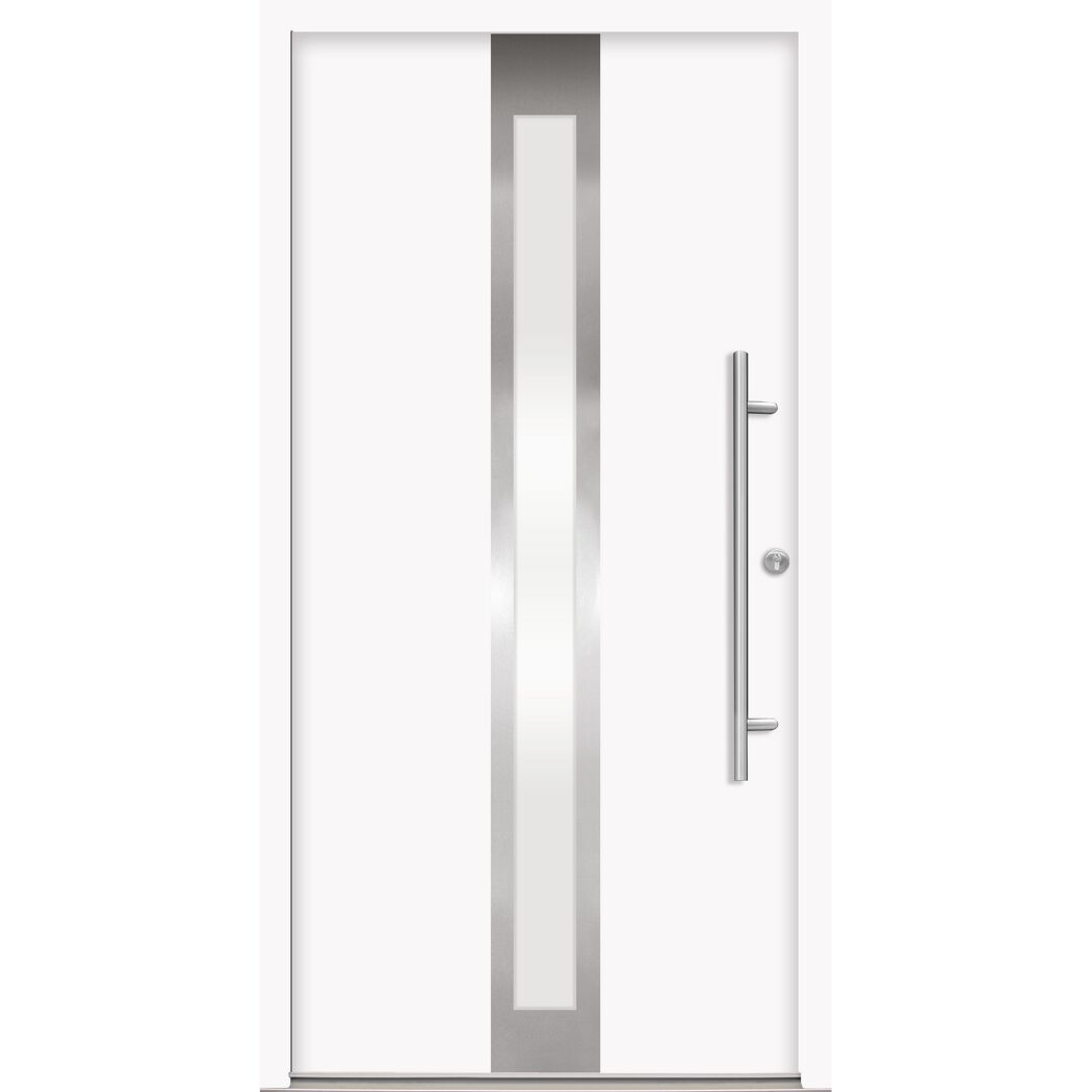 Alu-Stahlhaustür 'B01' weiß rechts 110 x 210 cm