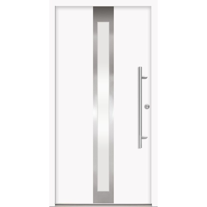 Alu-Stahlhaustür 'B01' weiß rechts 110 x 210 cm