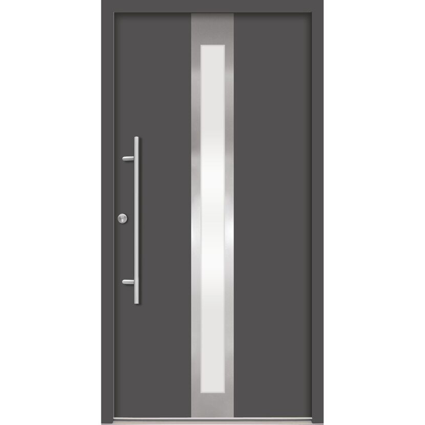 Alu-Stahlhaustür 'B01' anthrazit links 110 x 210 cm