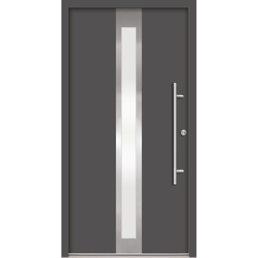 Alu-Stahlhaustür 'B01' anthrazit rechts 110 x 210 cm