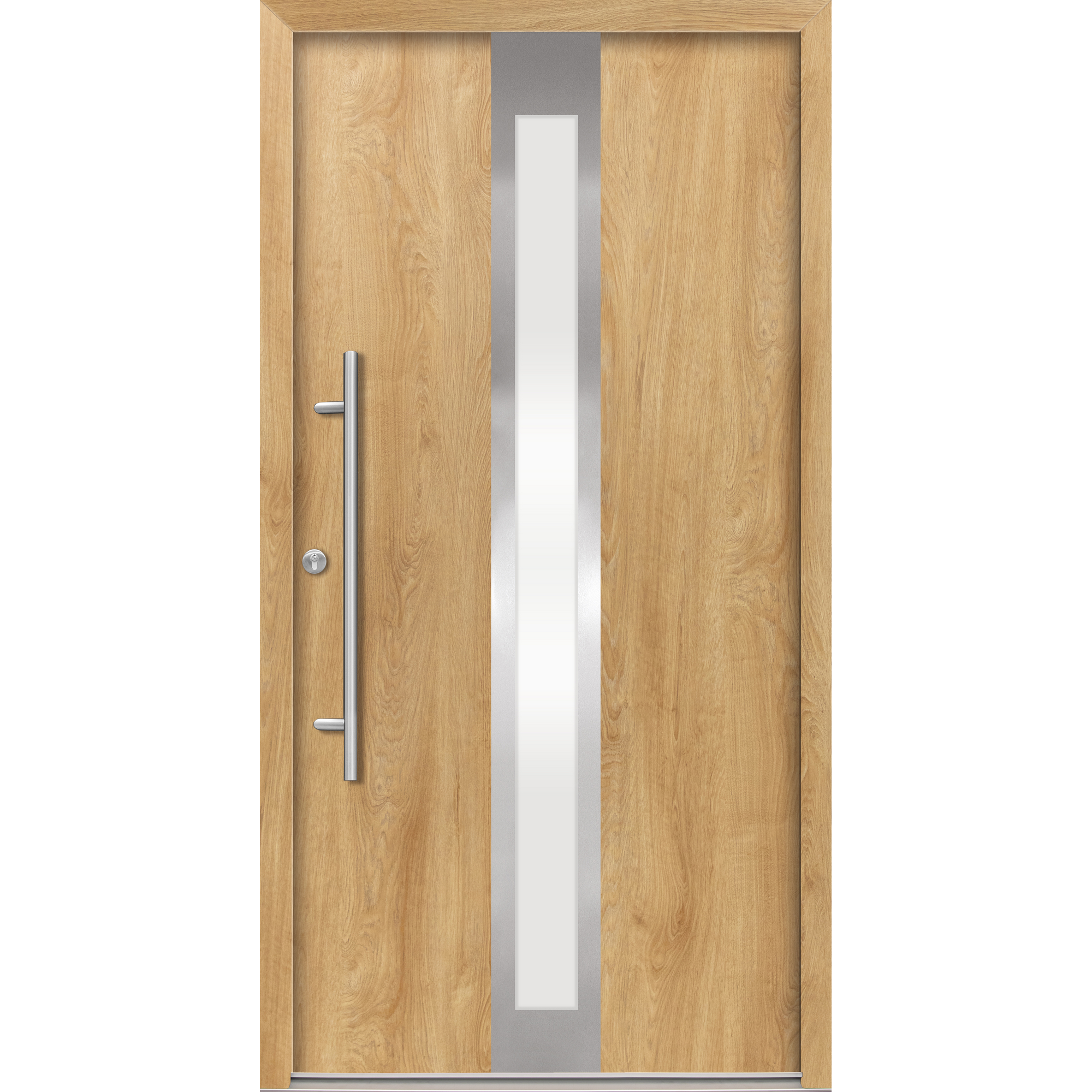 Alu-Stahlhaustür 'B01' eichefarben natur links 110 x 210 cm