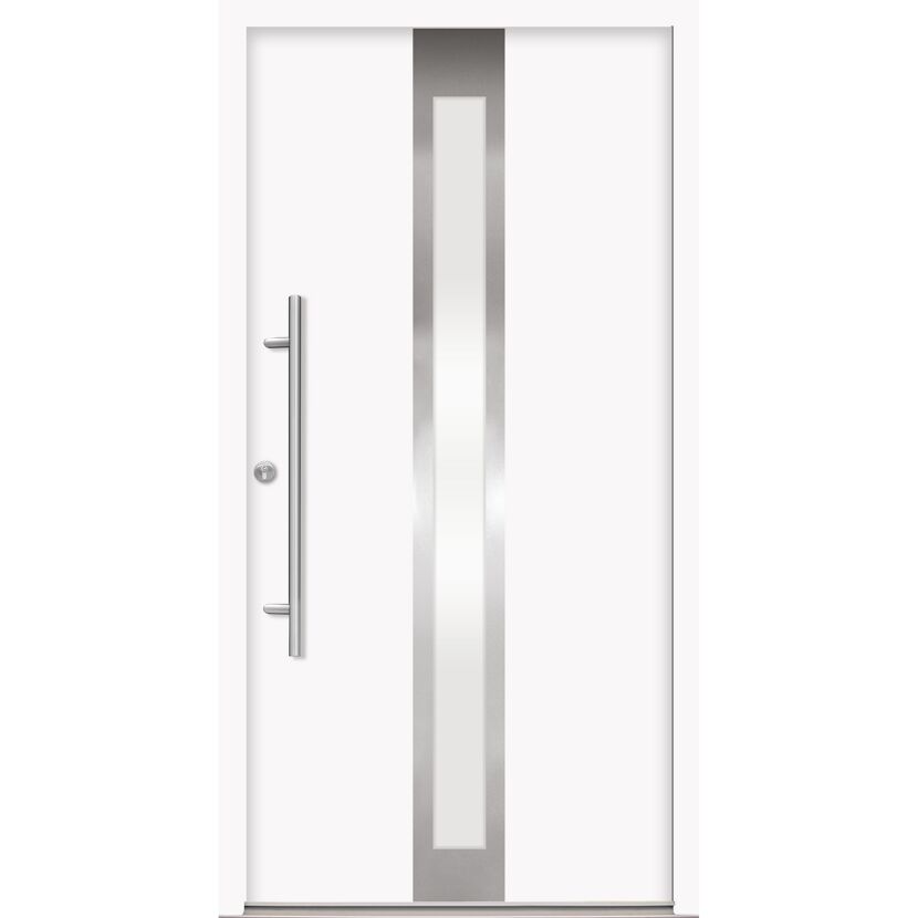 Alu-Stahlhaustür 'B01' weiß links 100 x 210 cm