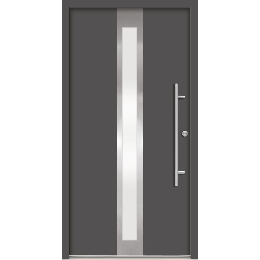 Alu-Stahlhaustür 'B01' anthrazit rechts 100 x 210 cm