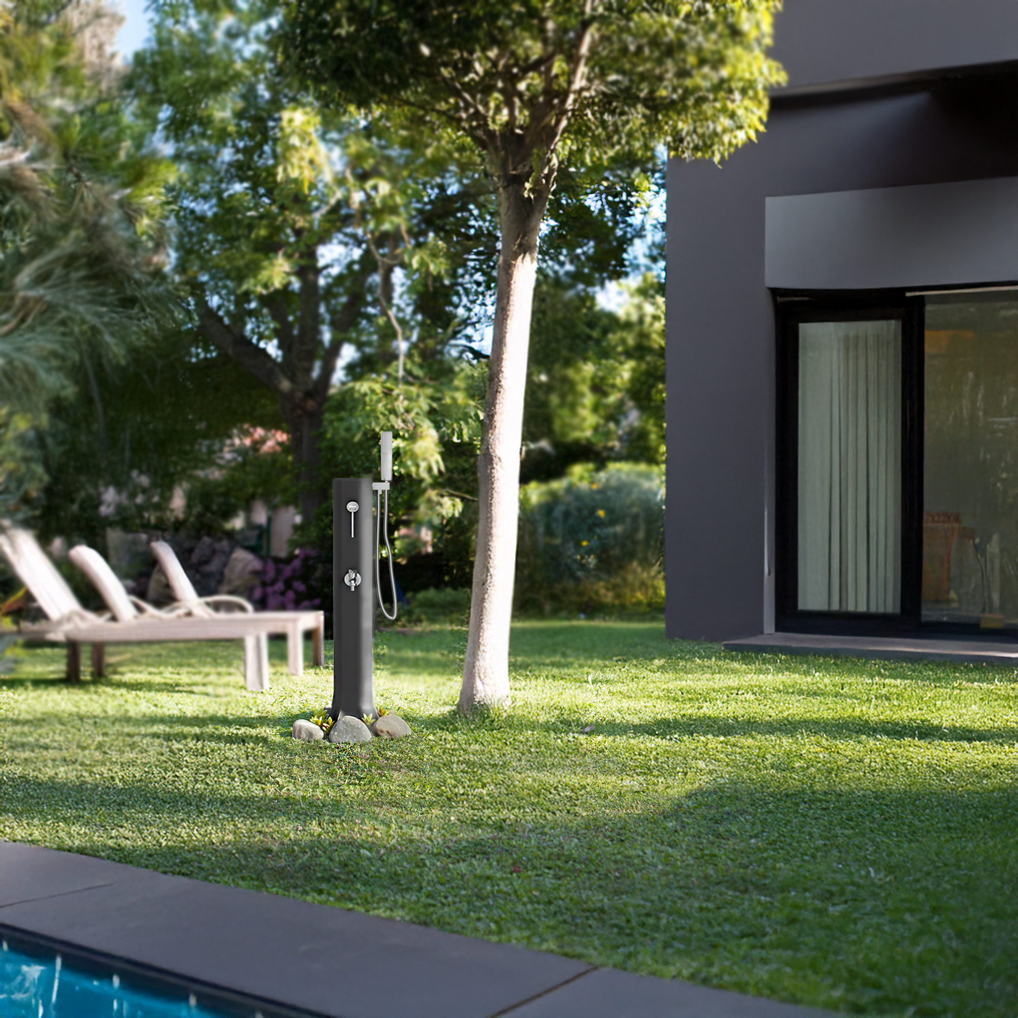 Solardusche 'Alba Mini' 109 cm, mit Fußdusche und Edelstahl-Mischer