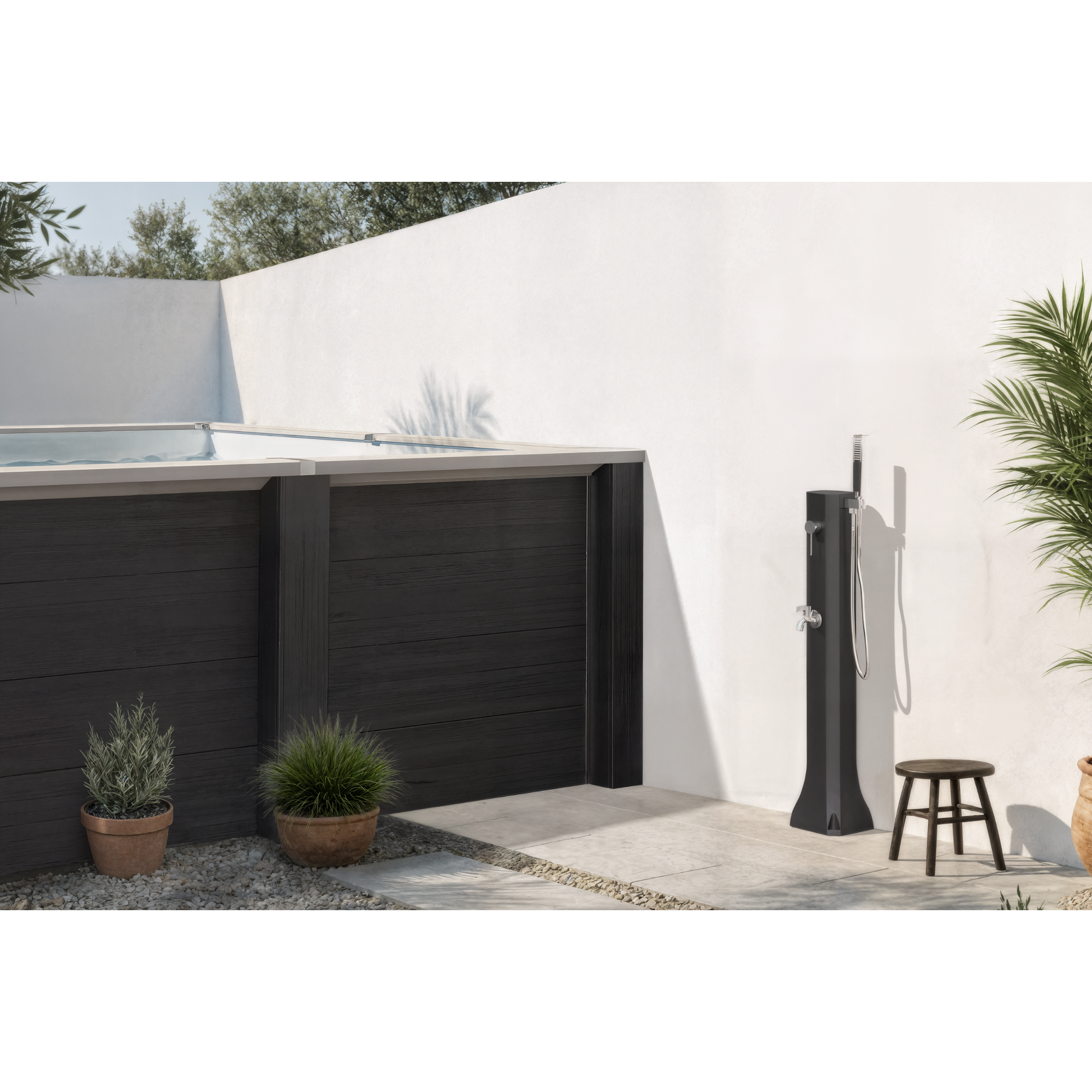 Solardusche 'Alba Mini' 109 cm, mit Fußdusche und Edelstahl-Mischer