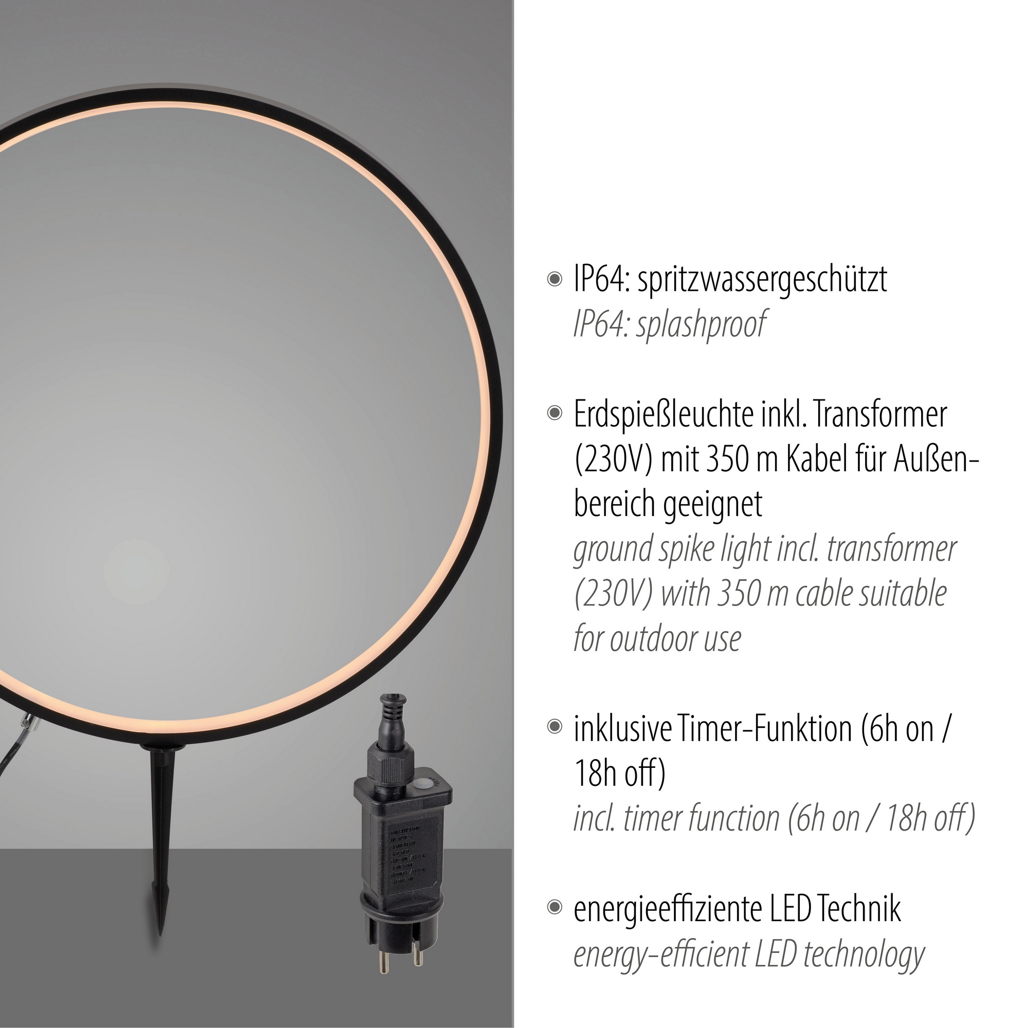 LED-Außenleuchte 'Zirkulu' mit Erdspieß Ø 50 x 66 cm