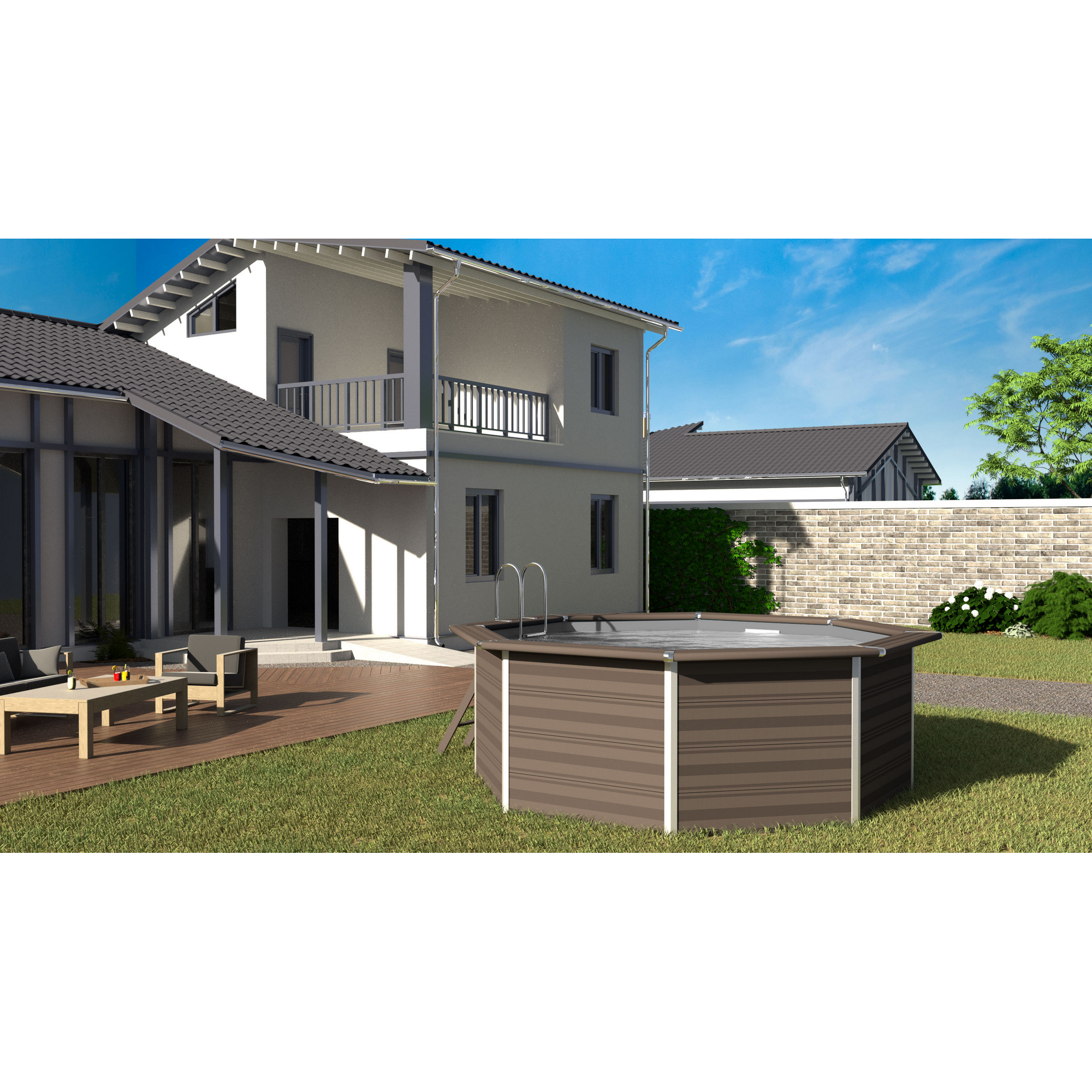 Composite Pool-Set 'Avantgarde' grau Ø 410 × 124 cm