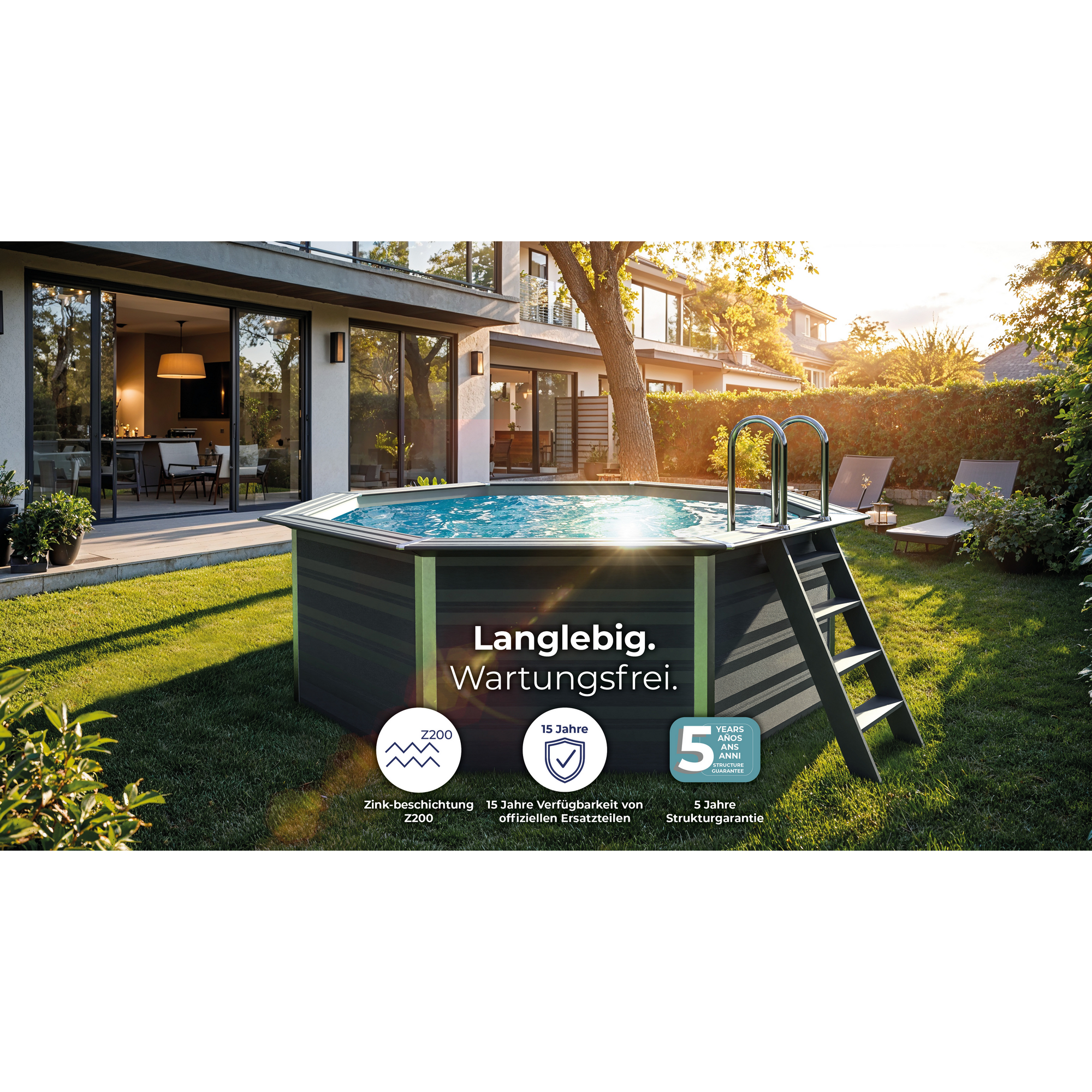 Composite Pool-Set 'Avantgarde' grau Ø 410 × 124 cm