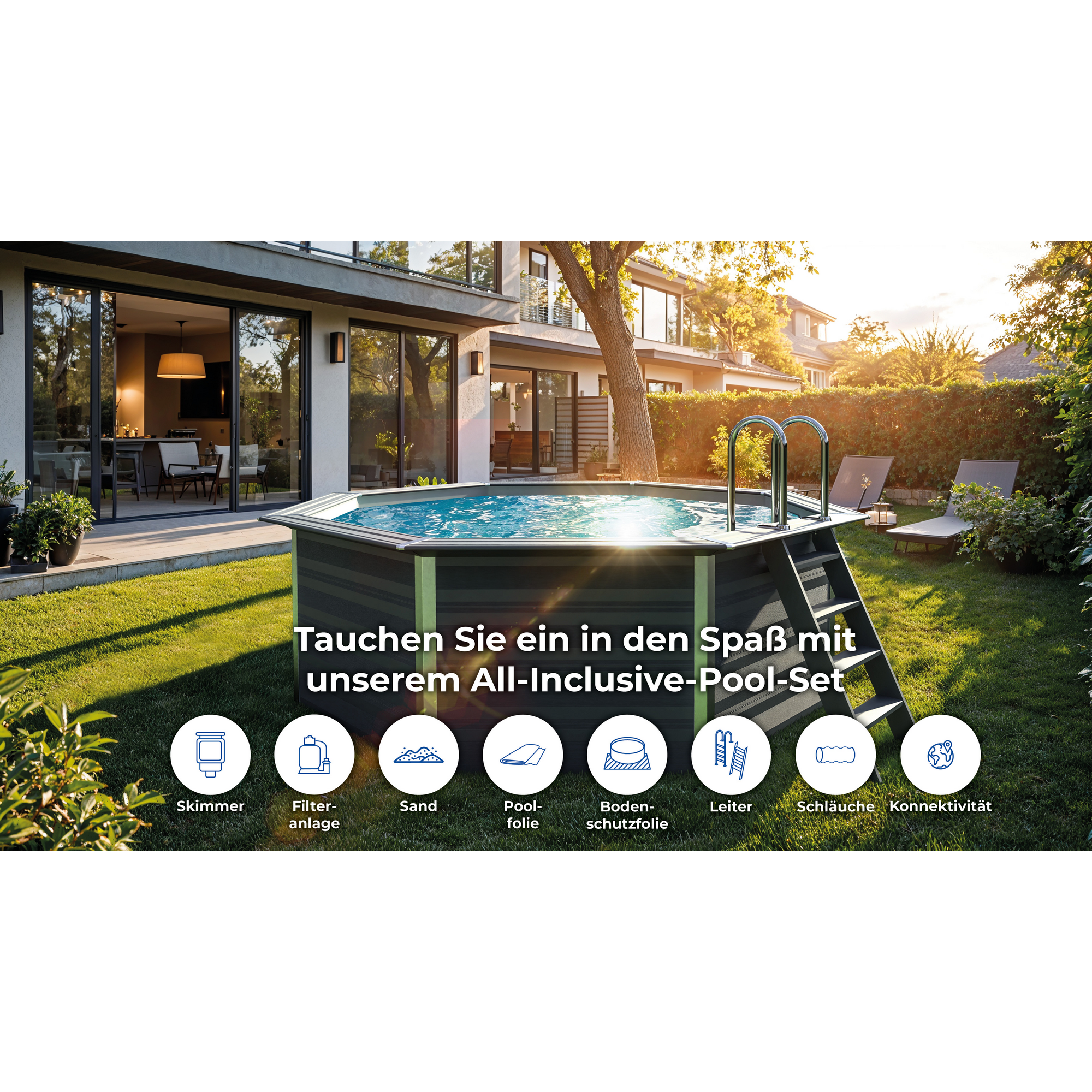 Composite Pool-Set 'Avantgarde' grau Ø 410 × 124 cm