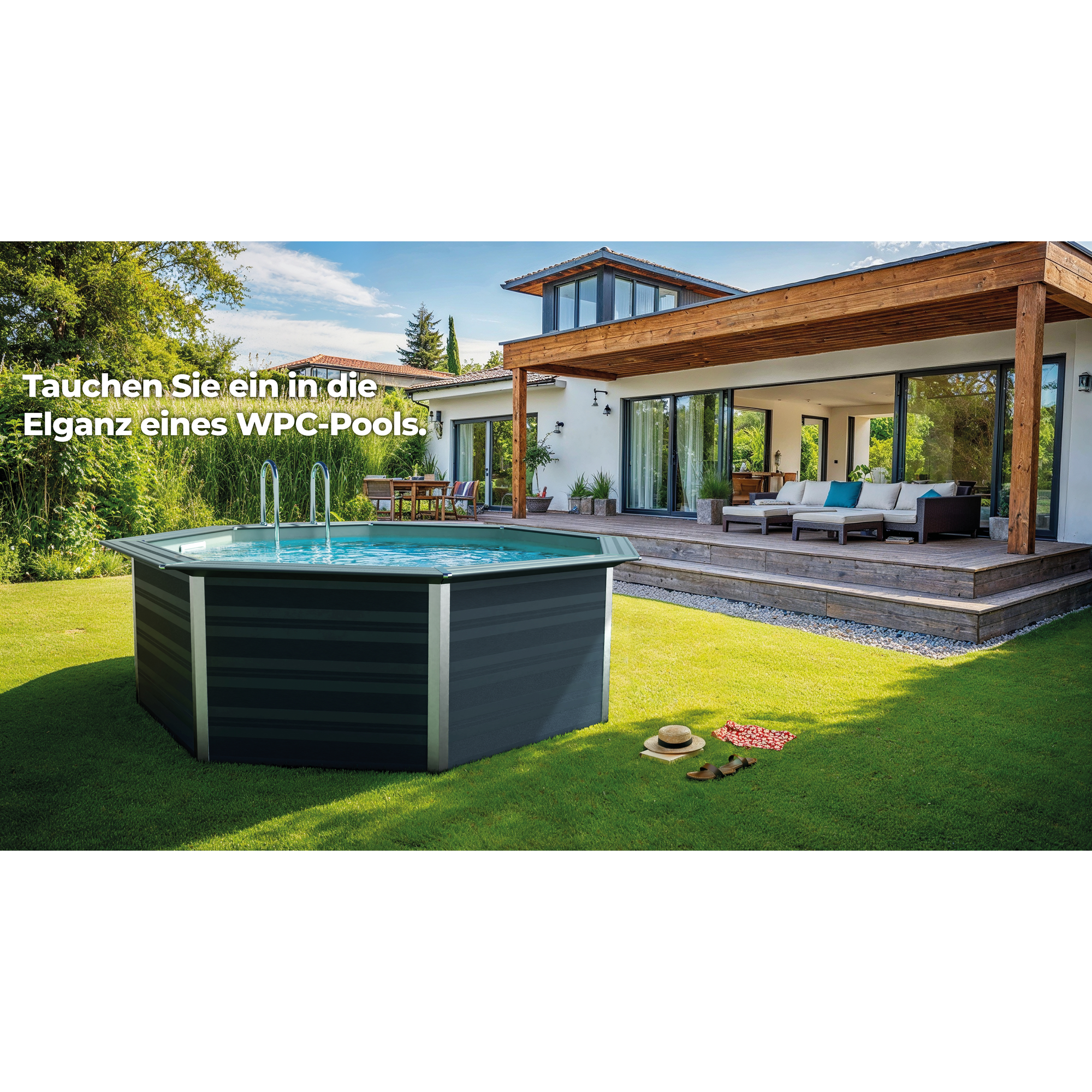 Composite Pool-Set 'Avantgarde' grau Ø 410 × 124 cm