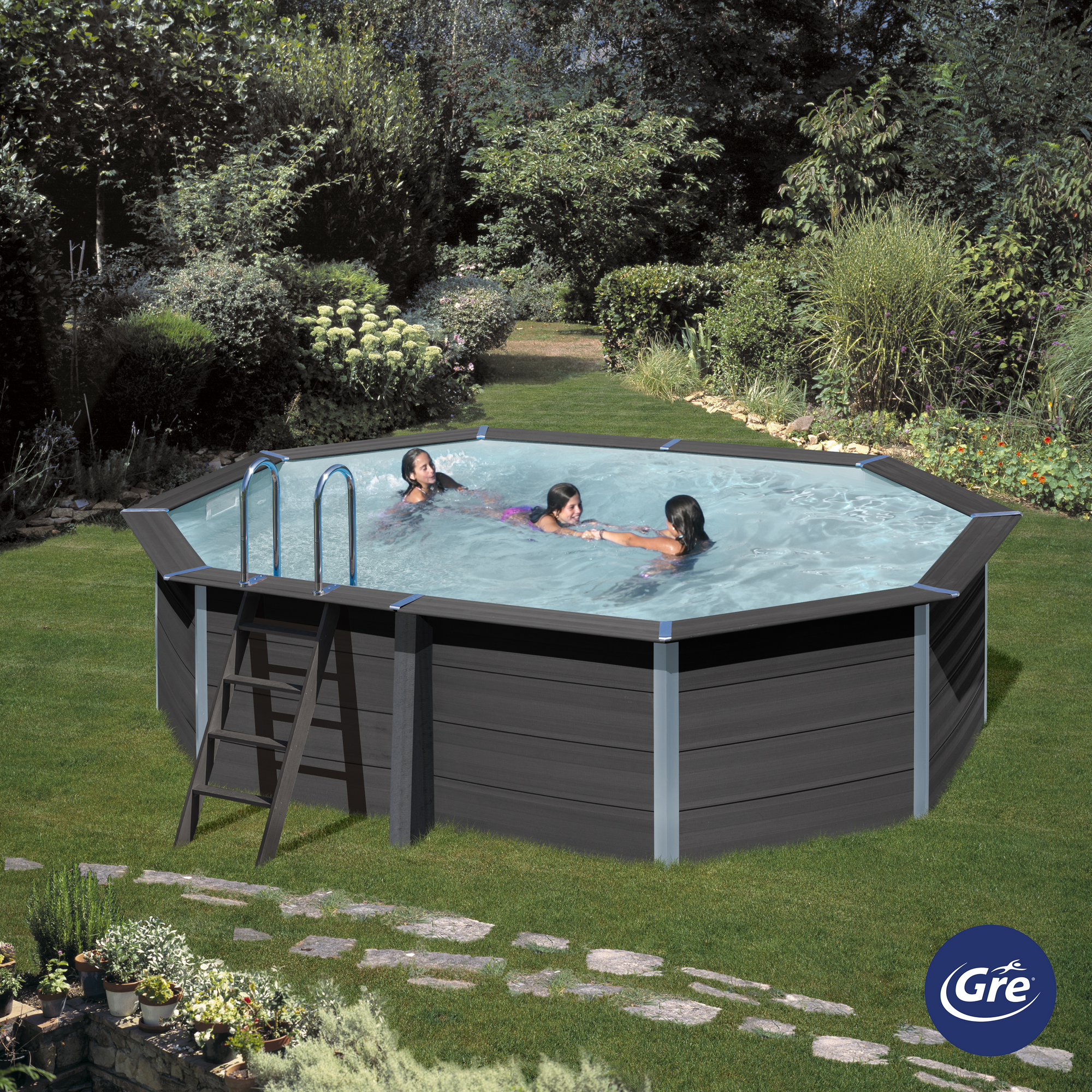 Composite Pool-Set 'Avantgarde' grau oval 520 × 386 × 124 cm