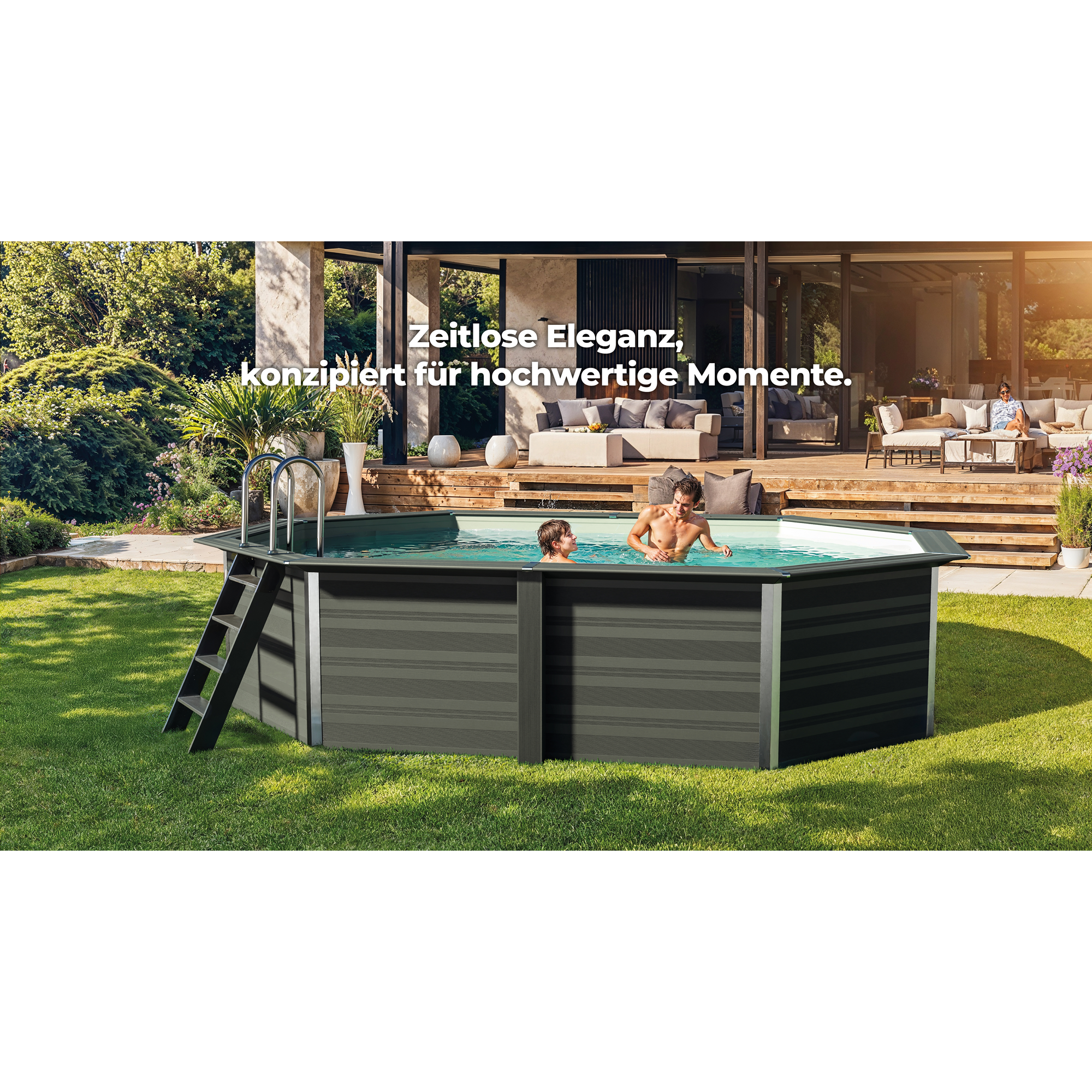 Composite Pool-Set 'Avantgarde' grau oval 520 × 386 × 124 cm