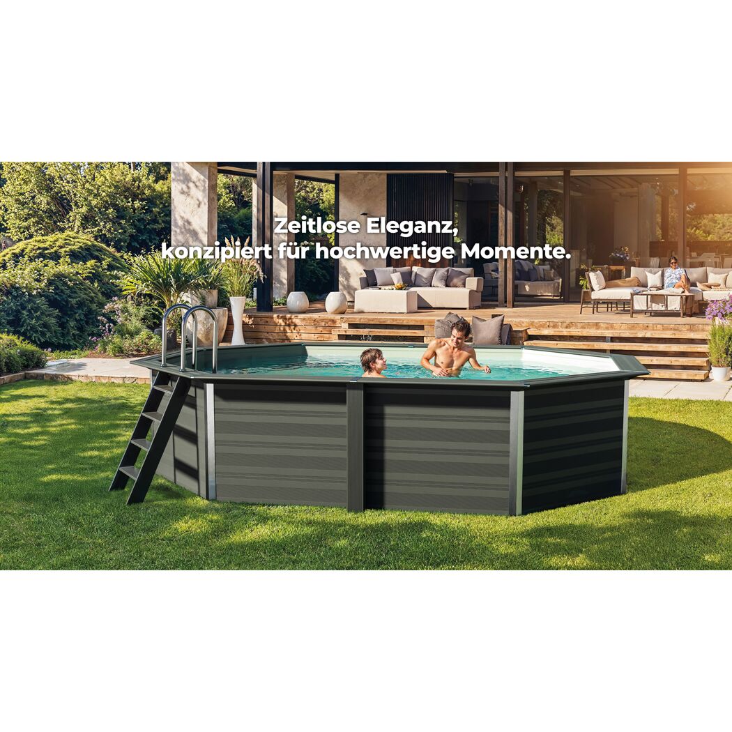 Composite Pool-Set 'Avantgarde' grau oval 804 × 386 × 124 cm