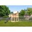 Kinderspielhaus 'Frieda' Fichtenholz naturbelassen mit Rutsche anthrazit, Anbauplattform, Netzrampe 107 x 291 x 107 cm