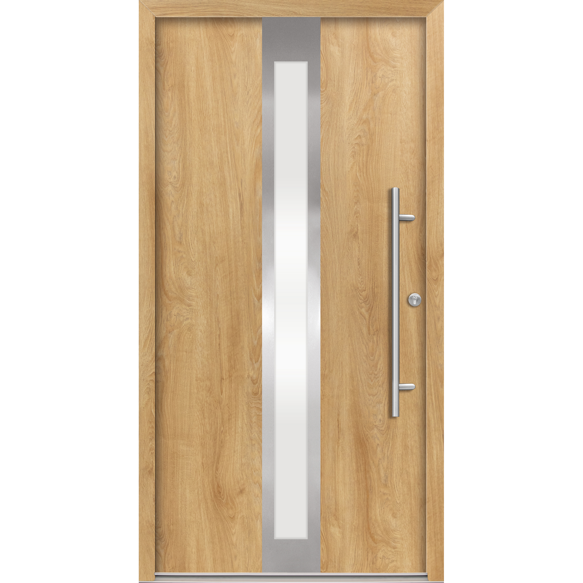 Alu-Stahlhaustür 'B01' eichefarben natur rechts 100 x 210 cm