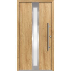 Alu-Stahlhaustür 'B01' eichefarben natur rechts 100 x 210 cm