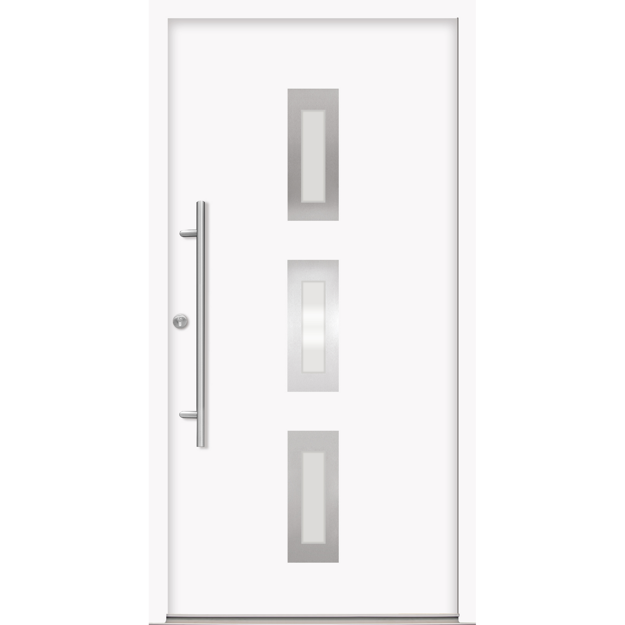 Alu-Stahlhaustür 'B02' weiß links 110 x 210 cm