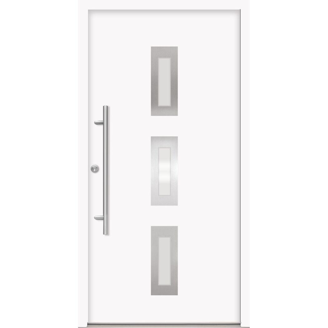 Alu-Stahlhaustür 'B02' weiß links 110 x 210 cm