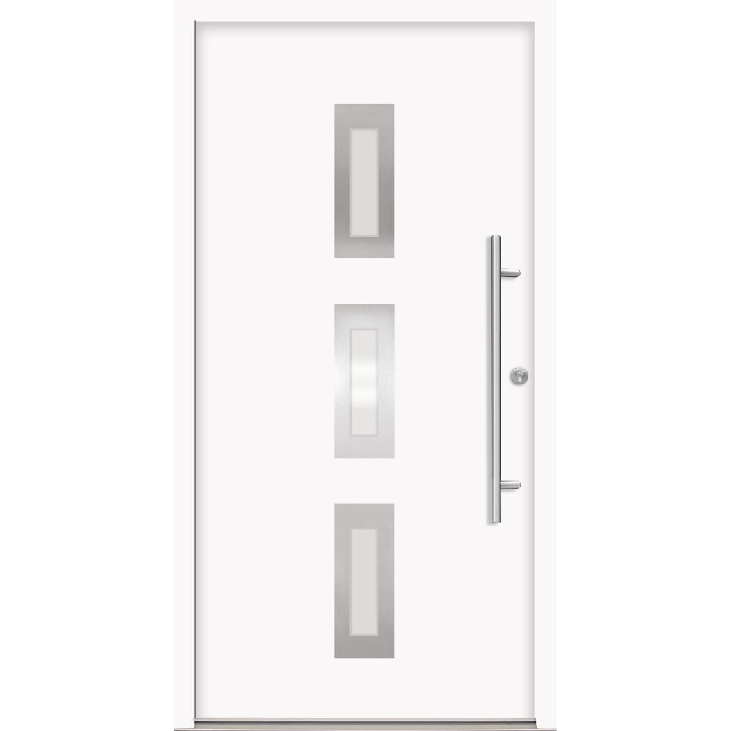 Alu-Stahlhaustür 'B02' weiß rechts 110 x 210 cm