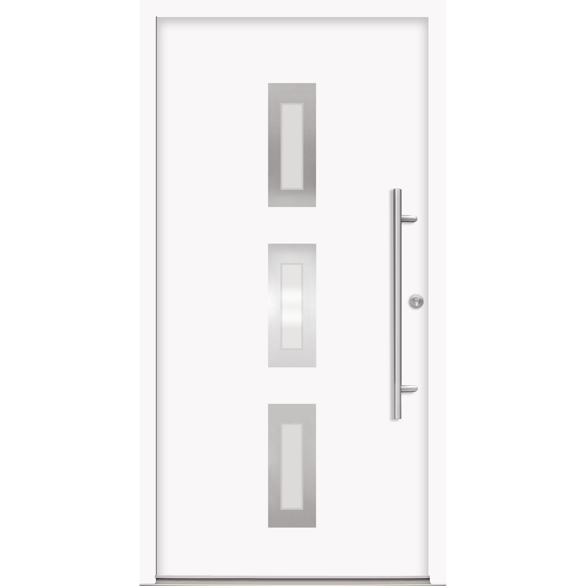 Alu-Stahlhaustür 'B02' weiß rechts 100 x 210 cm