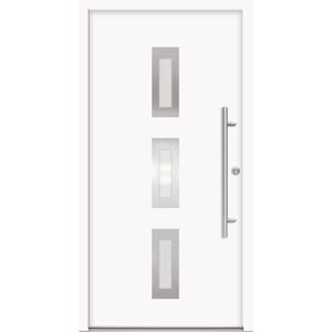 Alu-Stahlhaustür 'B02' weiß rechts 100 x 210 cm