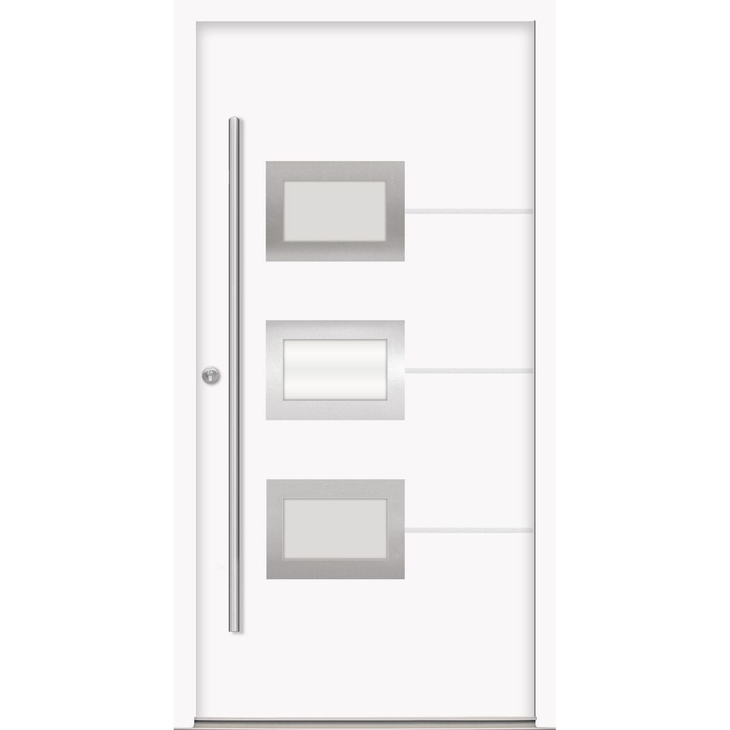 Alu-Stahlhaustür 'B03' weiß links 110 x 210 cm