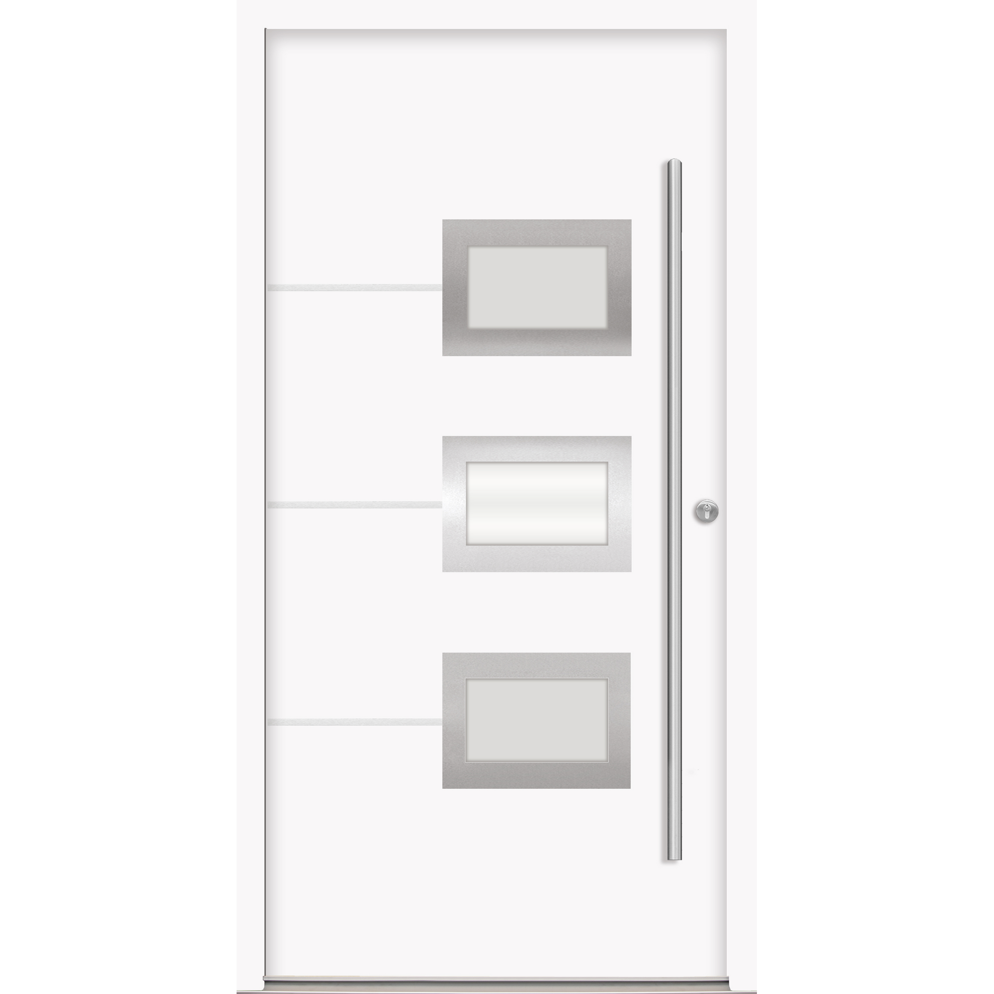 Alu-Stahlhaustür 'B03' weiß rechts 110 x 210 cm