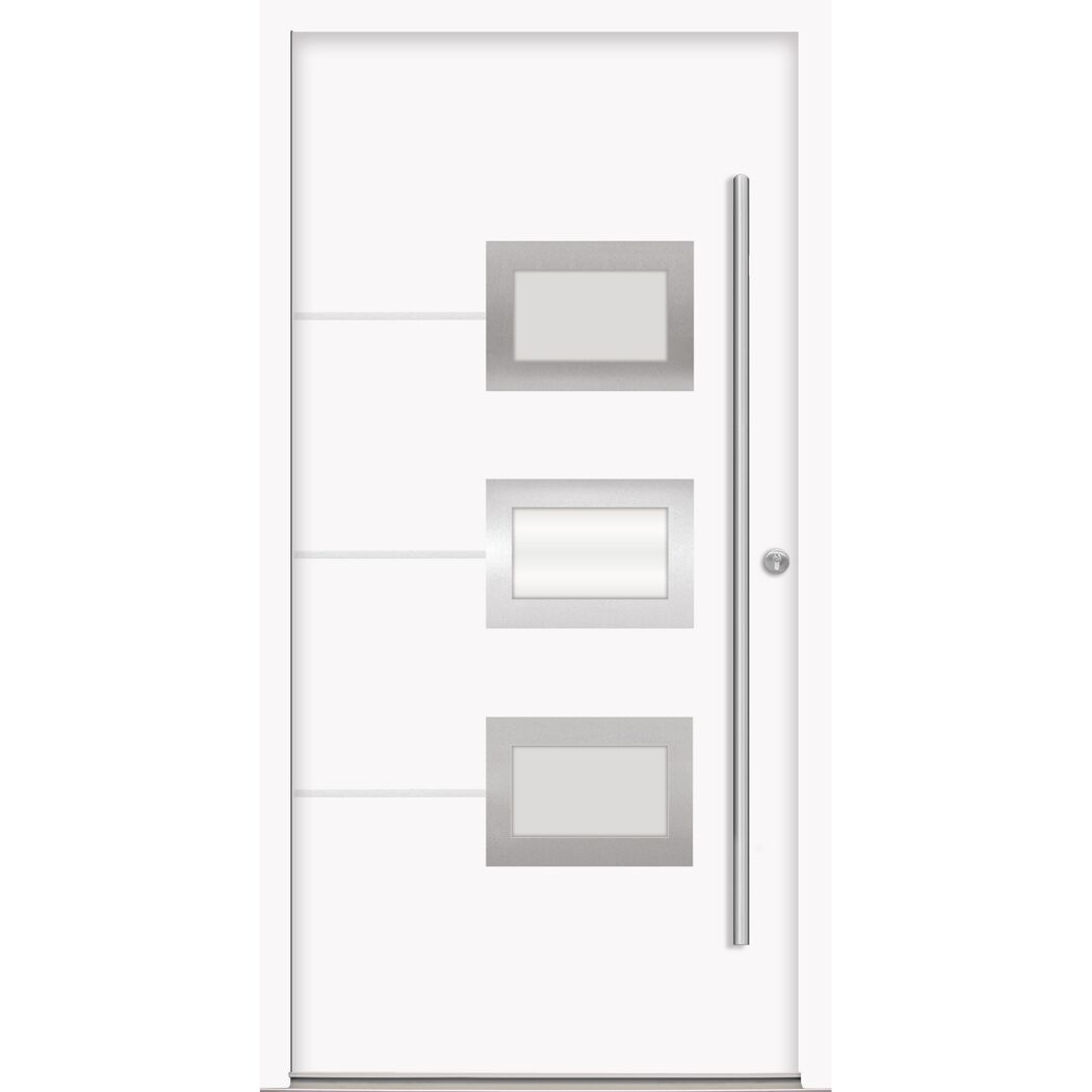 Alu-Stahlhaustür 'B03' weiß rechts 110 x 210 cm