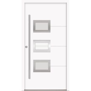 Alu-Stahlhaustür 'B03' weiß links 100 x 210 cm