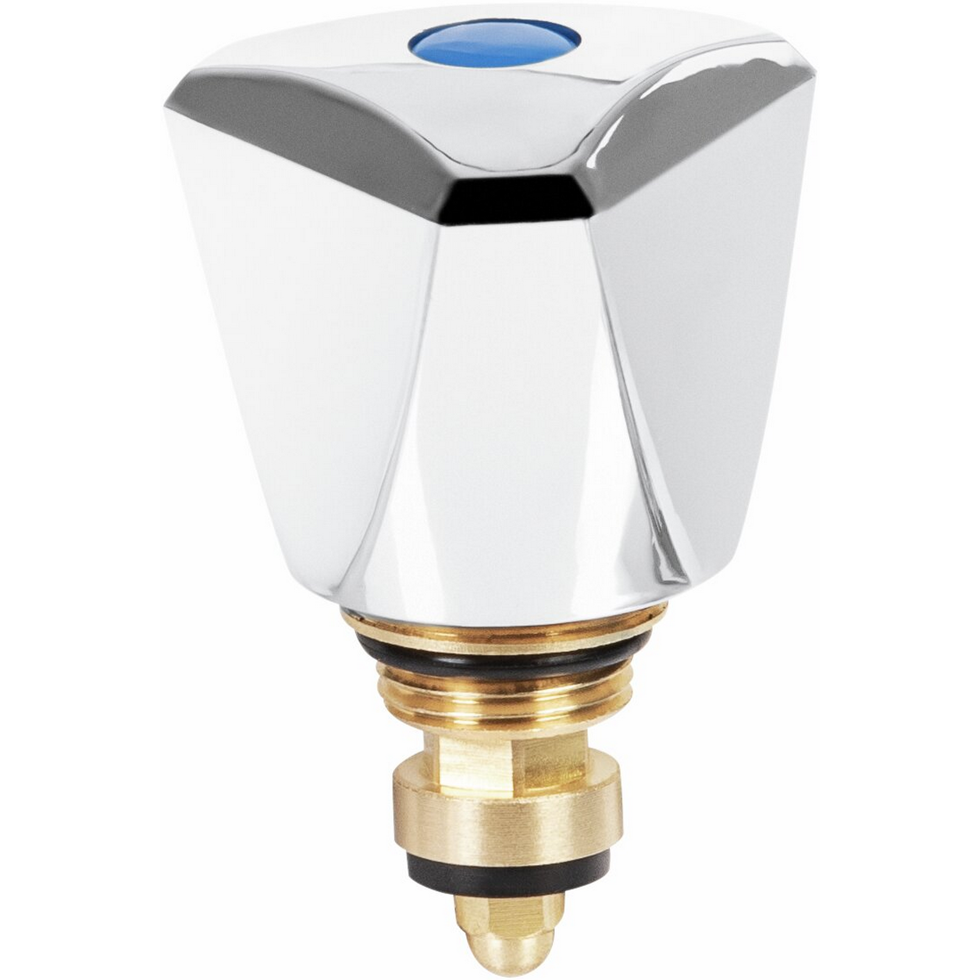 Ventiloberteil 3/8" mit Haubengriff für Warm‑ und Kaltwasser (blau/rot)