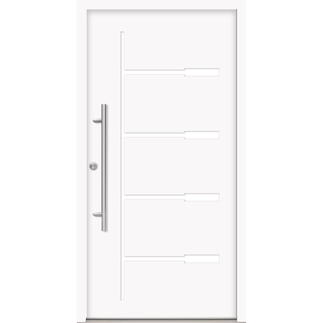 Alu-Stahlhaustür 'H1' weiß links 110 x 210 cm