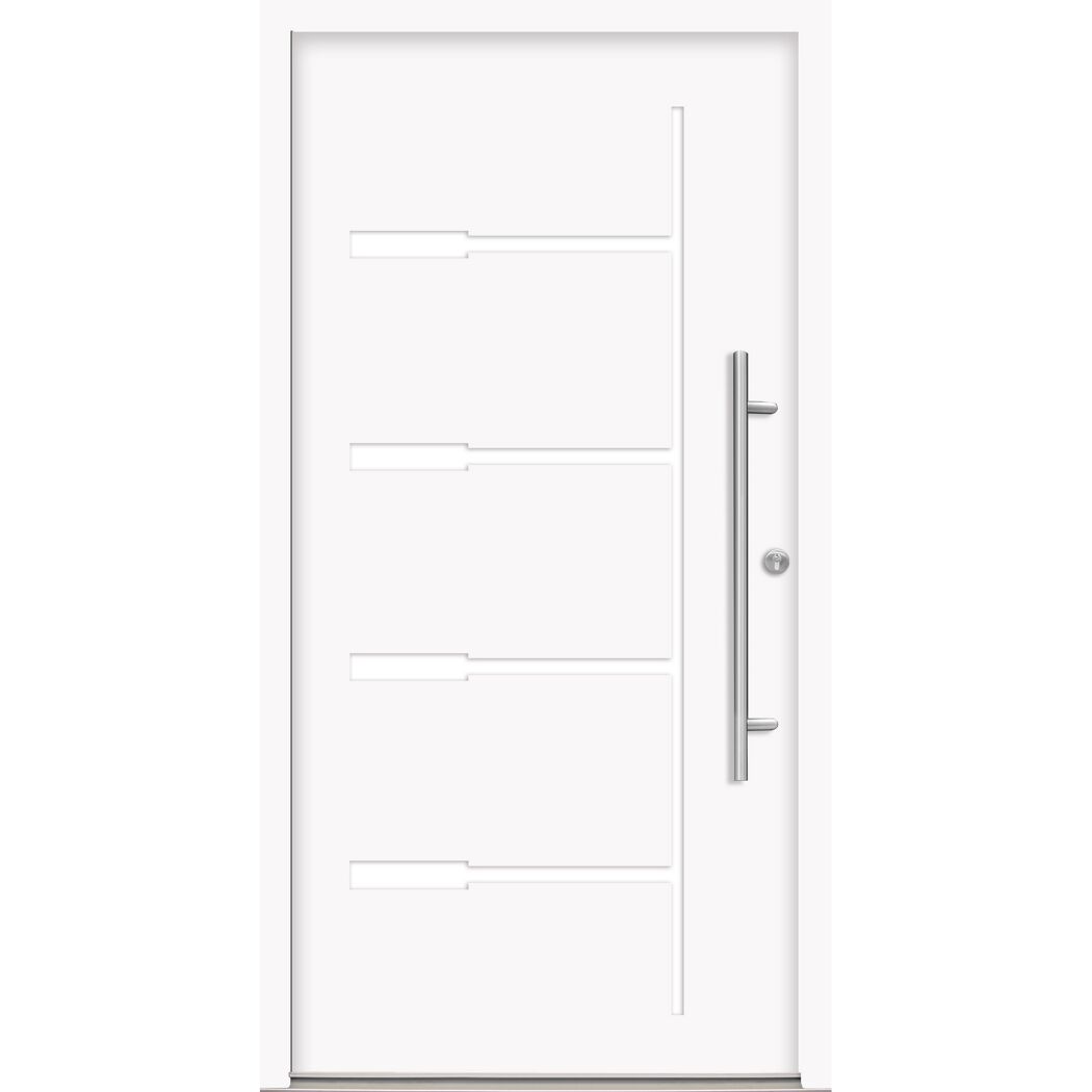 Alu-Stahlhaustür 'H1' weiß rechts 110 x 210 cm