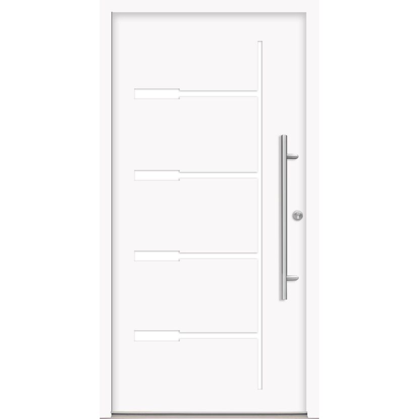 Alu-Stahlhaustür 'H1' weiß rechts 110 x 210 cm