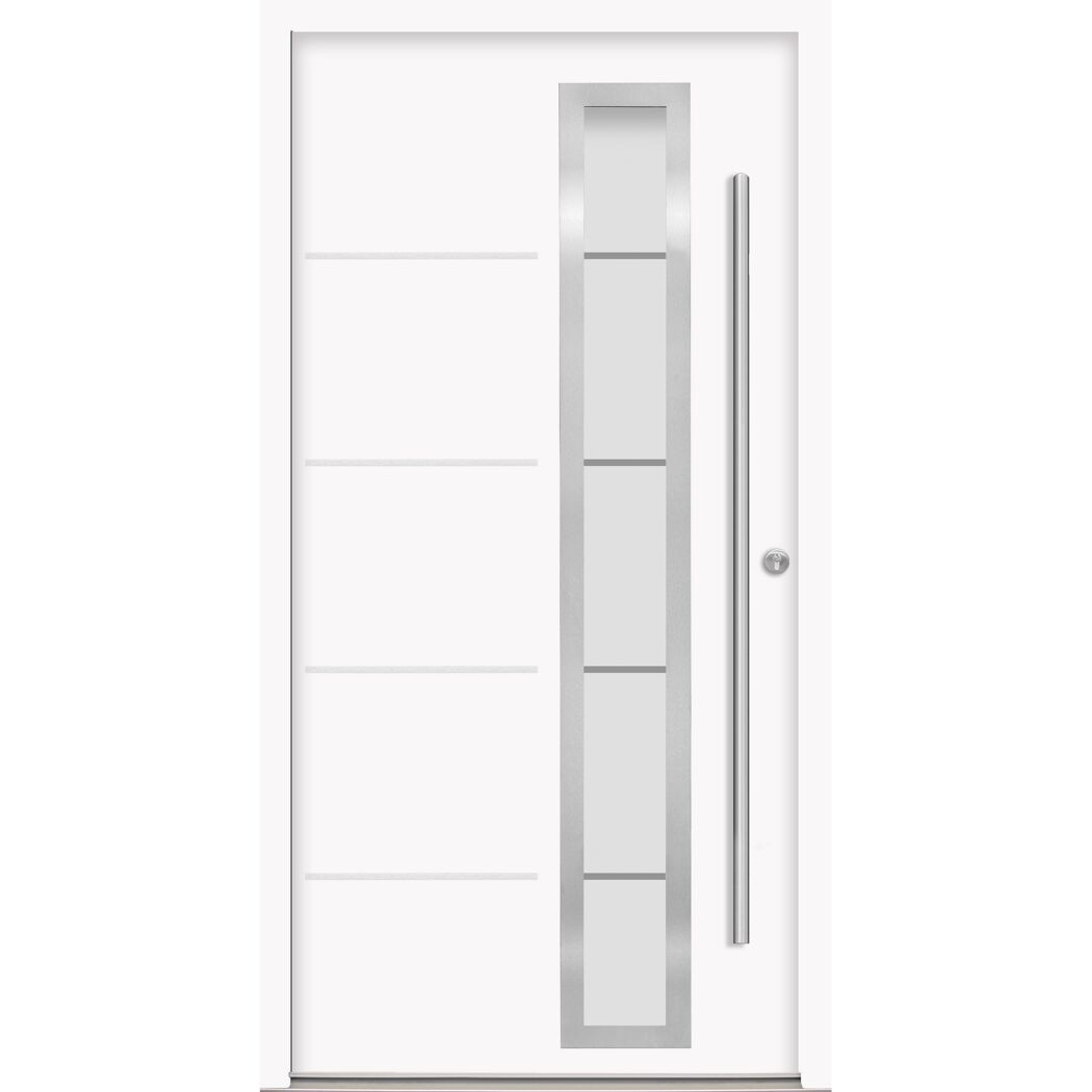 Alu-Stahlhaustür 'B06' weiß rechts 110 x 210 cm