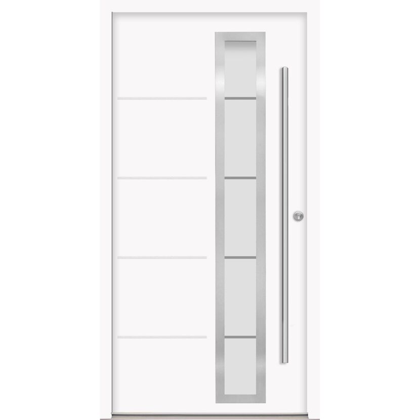 Alu-Stahlhaustür 'B06' weiß rechts 110 x 210 cm