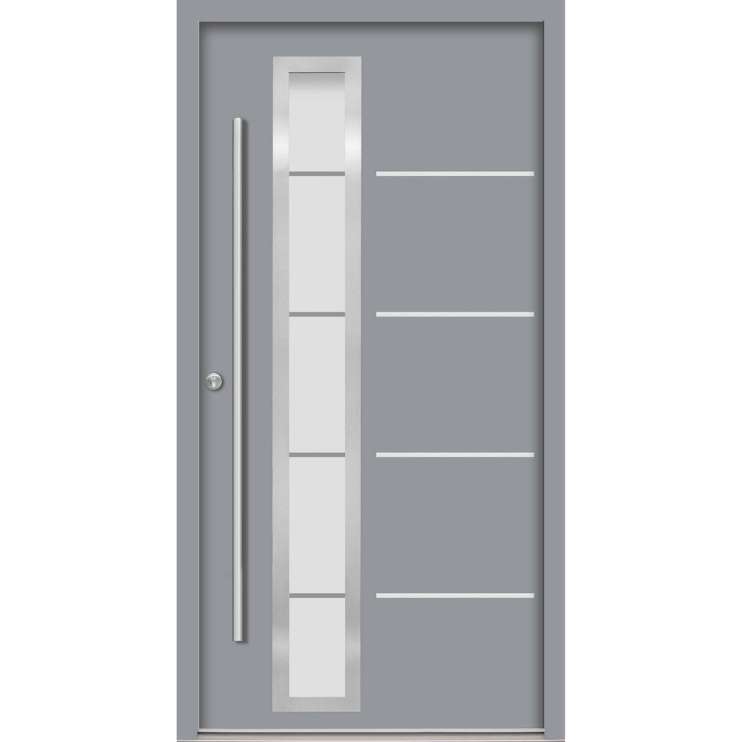 Alu-Stahlhaustür 'B06' grau links 110 x 210 cm