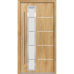 Alu-Stahlhaustür 'B06' eichefarben natur links 110 x 210 cm