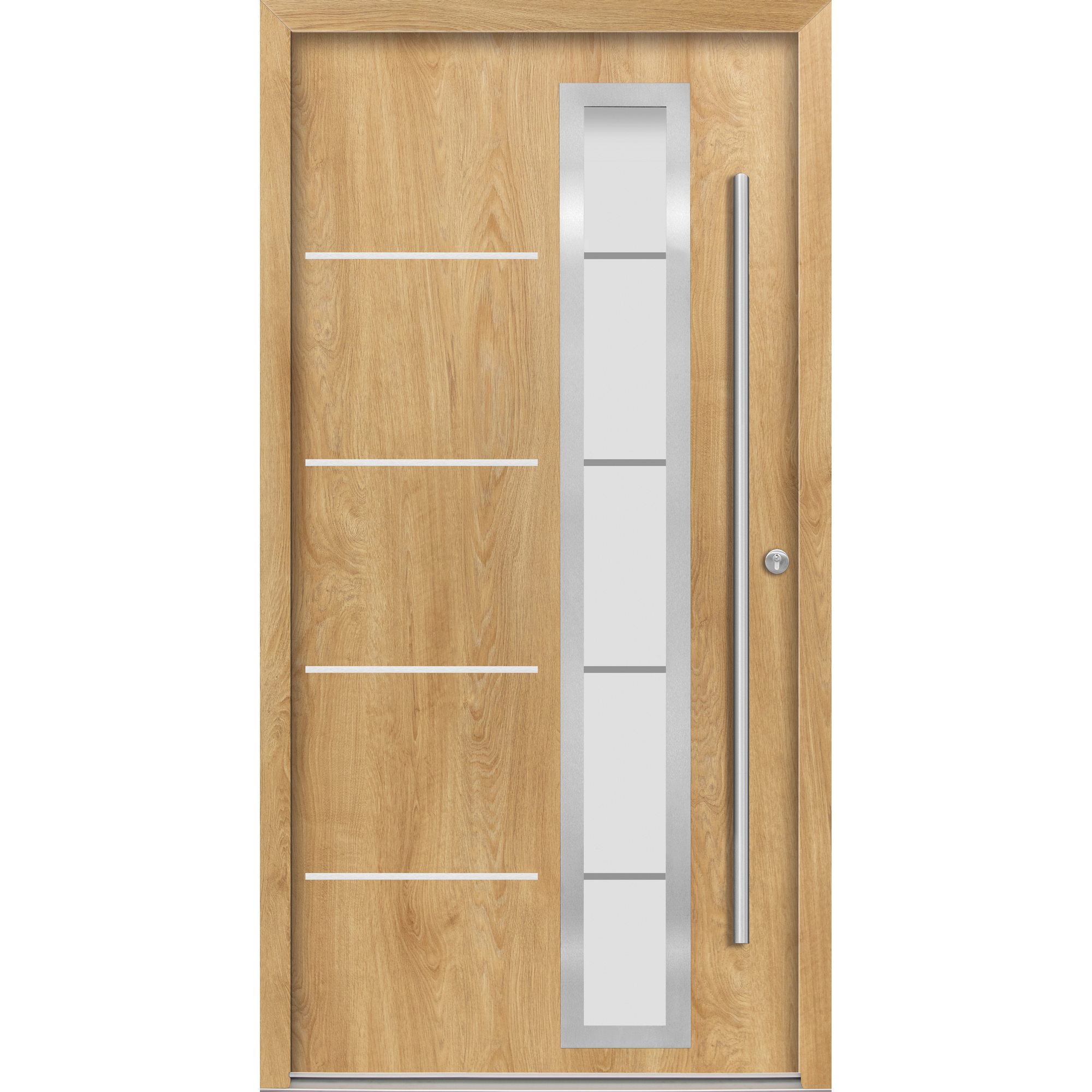 Alu-Stahlhaustür 'B06' eichefarben natur rechts 110 x 210 cm