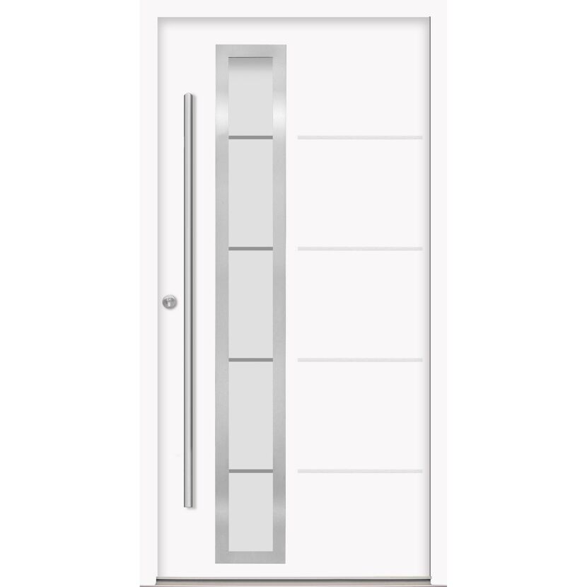 Alu-Stahlhaustür 'B06' weiß links 100 x 210 cm