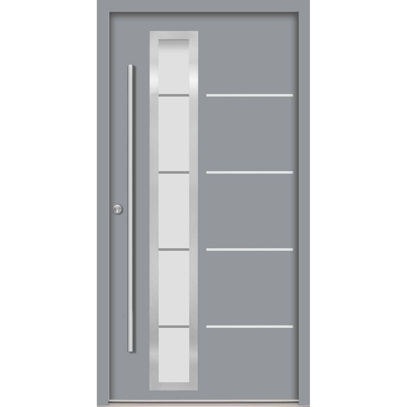 Alu-Stahlhaustür 'B06' grau links 100 x 210 cm