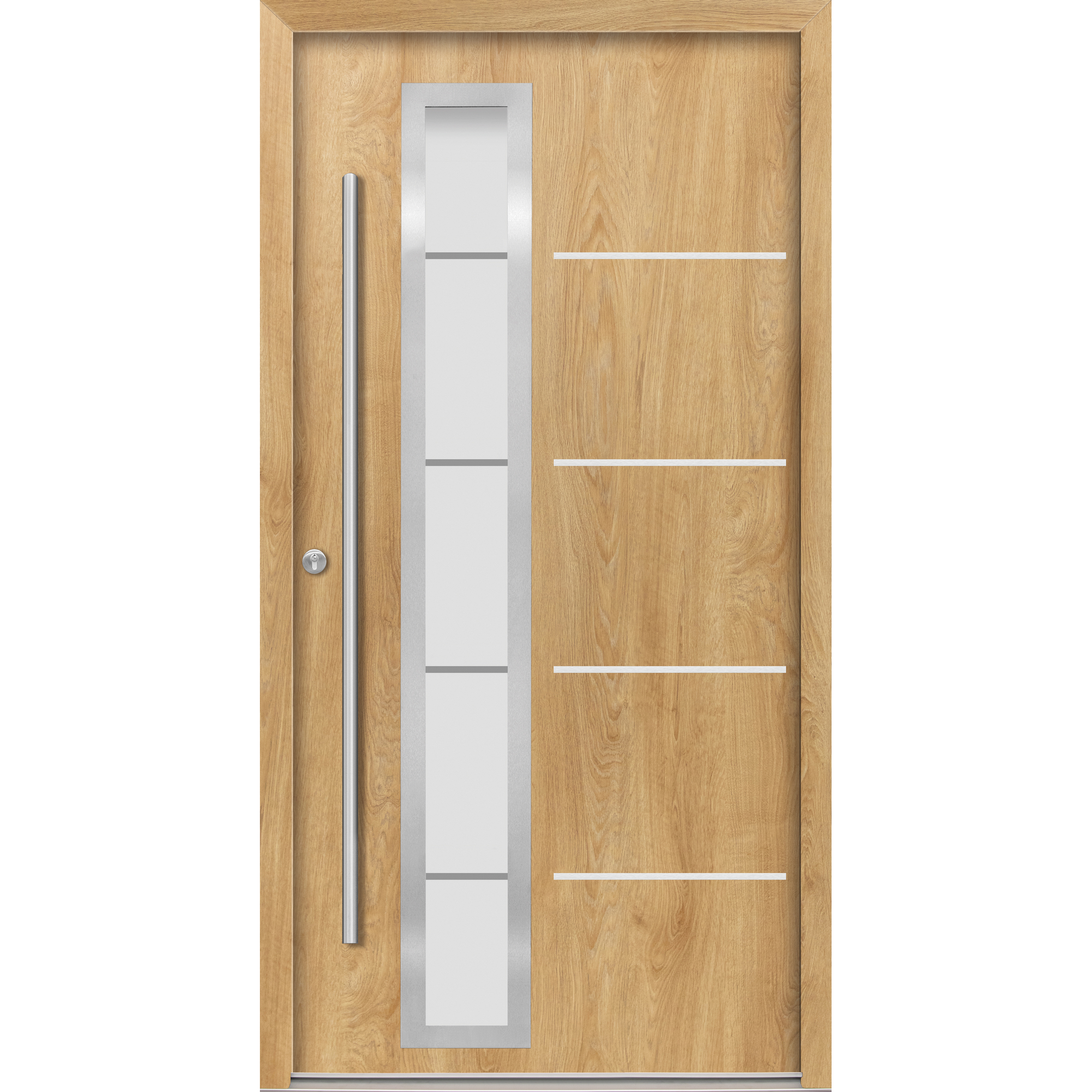 Alu-Stahlhaustür 'B06' eichefarben natur links 100 x 210 cm