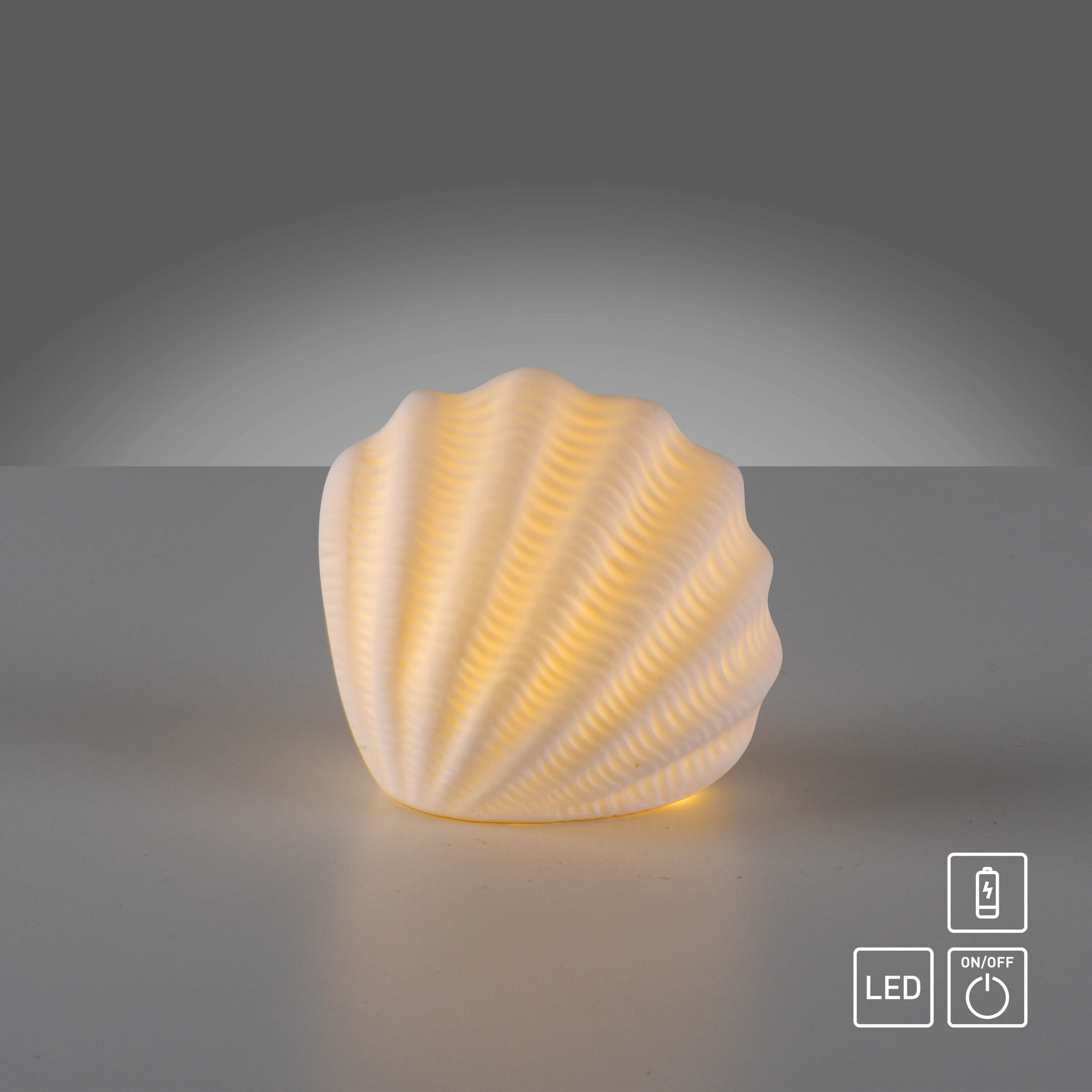 LED-Keramikleuchte 'Marishell' 6,5 x 9,4 x 9,8 cm