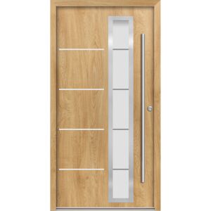 Alu-Stahlhaustür 'B06' eichefarben natur rechts 100 x 210 cm