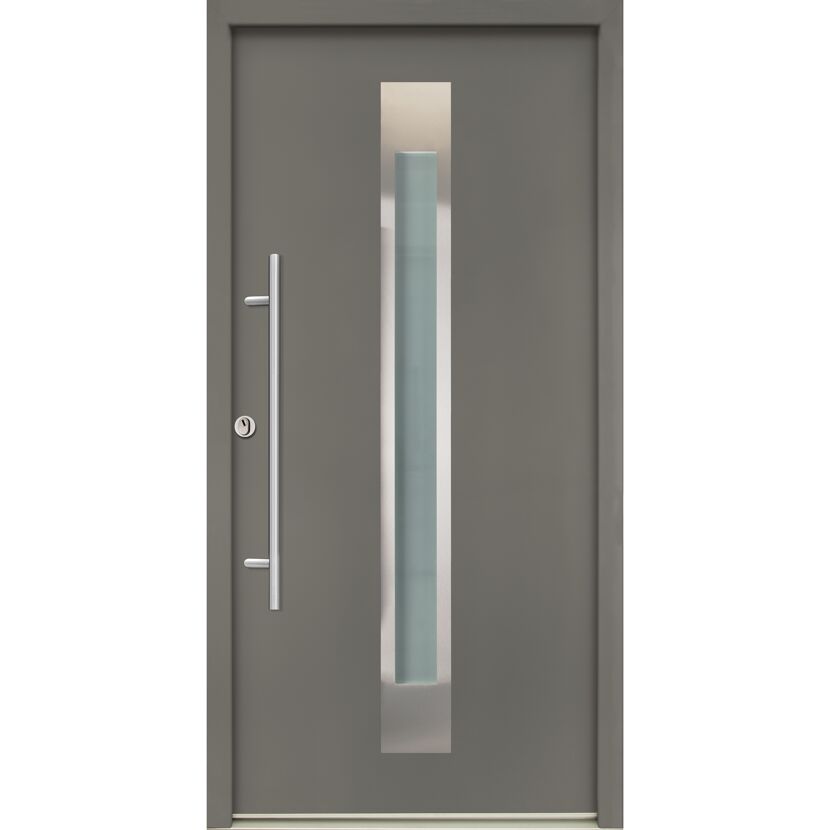 Alu-Stahlhaustür 'B17' quarzgrau links 110 x 210 cm