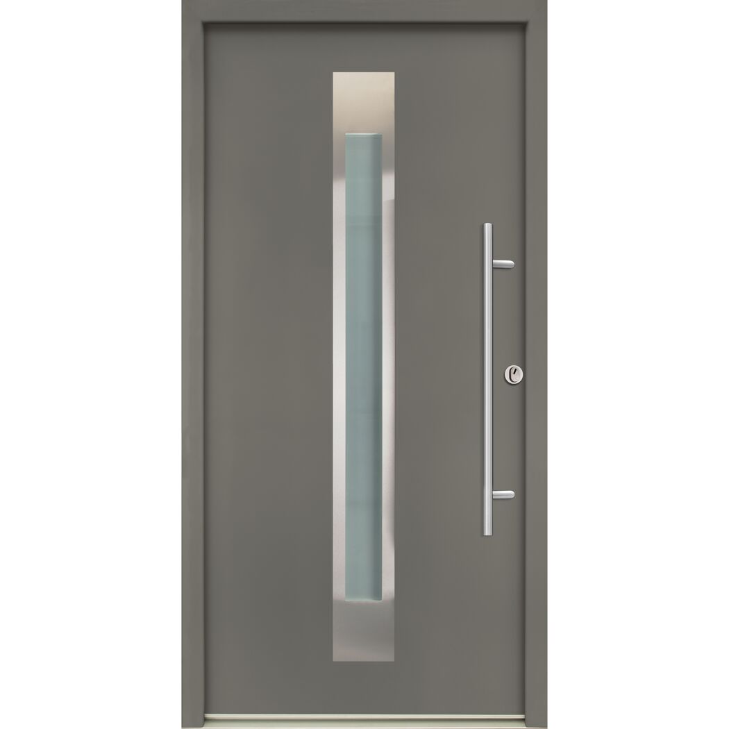 Alu-Stahlhaustür 'B17' quarzgrau rechts 110 x 210 cm