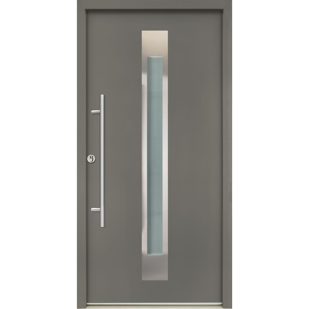Alu-Stahlhaustür 'B17' quarzgrau links 100 x 210 cm