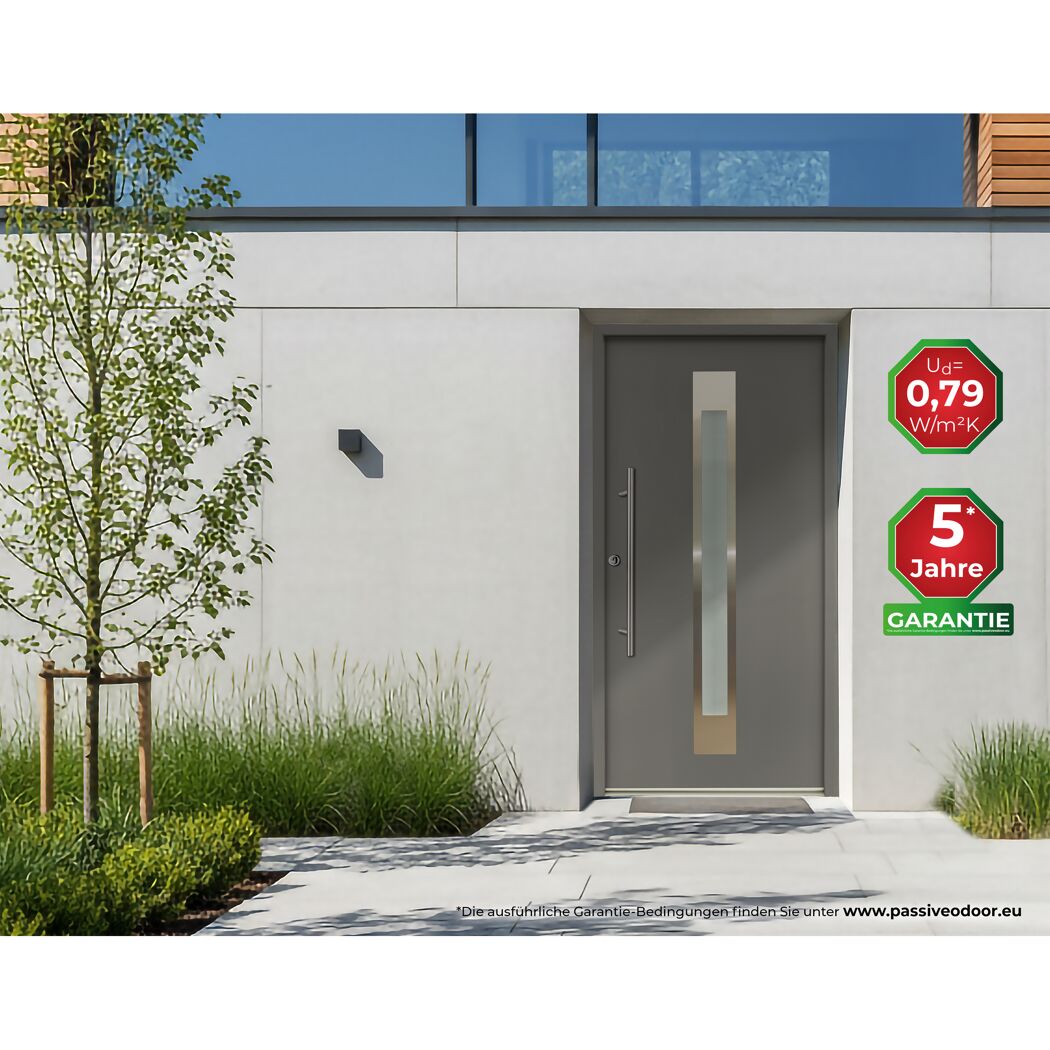 Alu-Stahlhaustür 'B17' quarzgrau links 100 x 210 cm