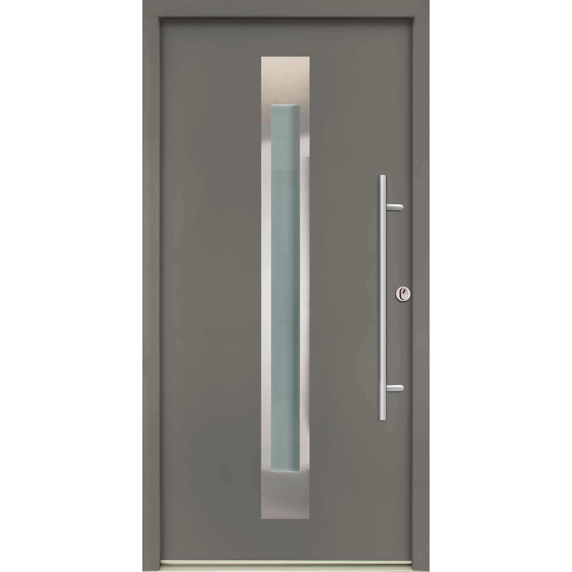 Alu-Stahlhaustür 'B17' quarzgrau rechts 100 x 210 cm