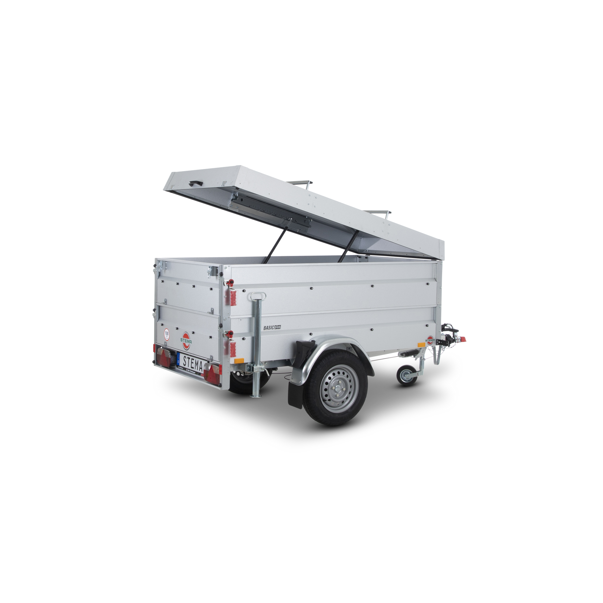 PKW-Anhänger 'BasicPlus 1000' gebremst 1000 kg inklusive Bordwandaufsatz und Deckel